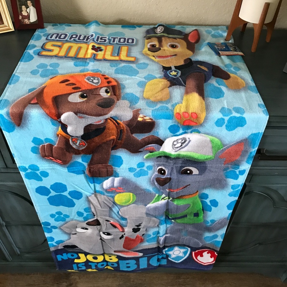 Nickelodeon Paw Patrol Bath Towel 25x50 Blue NEW No Pup Is Too Small Graphic